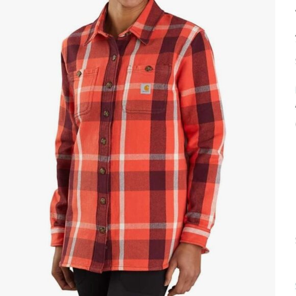 SALE new Carhartt Rugged Flex Loose Fit Heavyweight COTTON Flannel Shirt 253 T12 - Picture 2 of 6
